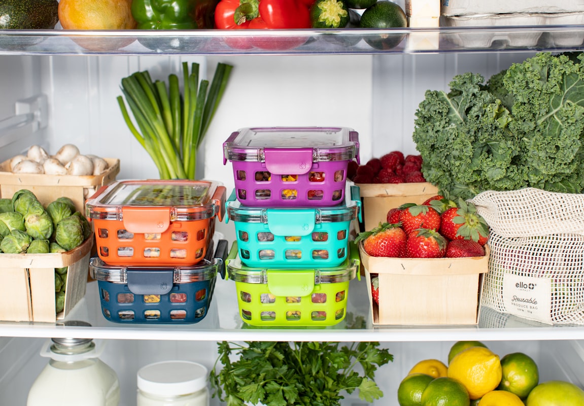 Prepared meal containers showing balanced nutrition across multiple servings